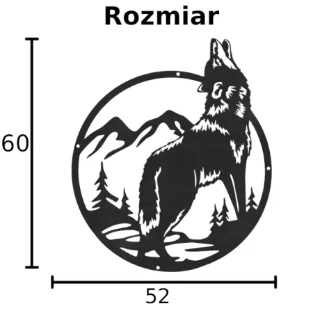 Wilk w kole DEKORACJA ŚCIENNA obraz na ścianę